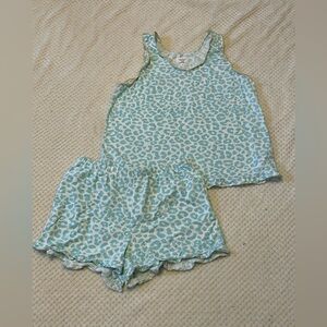 BedHead Pajama Womens ruffle tank and shorts blue animal print medium